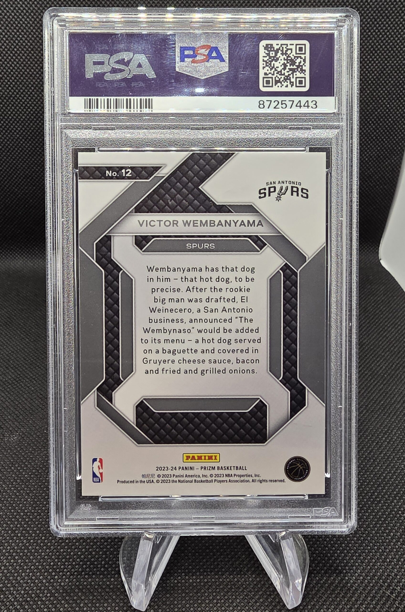 2023 Panini Prizm Victor Wembanyama Emergent Rookie Insert – PSA 9 – Spurs RC #12 - Image 2