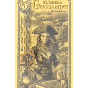 Florida 5 Goldback – Audax (Daring) | 24k Fractional Gold Note