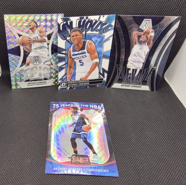 π₯ Anthony Edwards 4-Card Lot β Mosaic, Donruss, Select | Wolves | NBA Star π₯