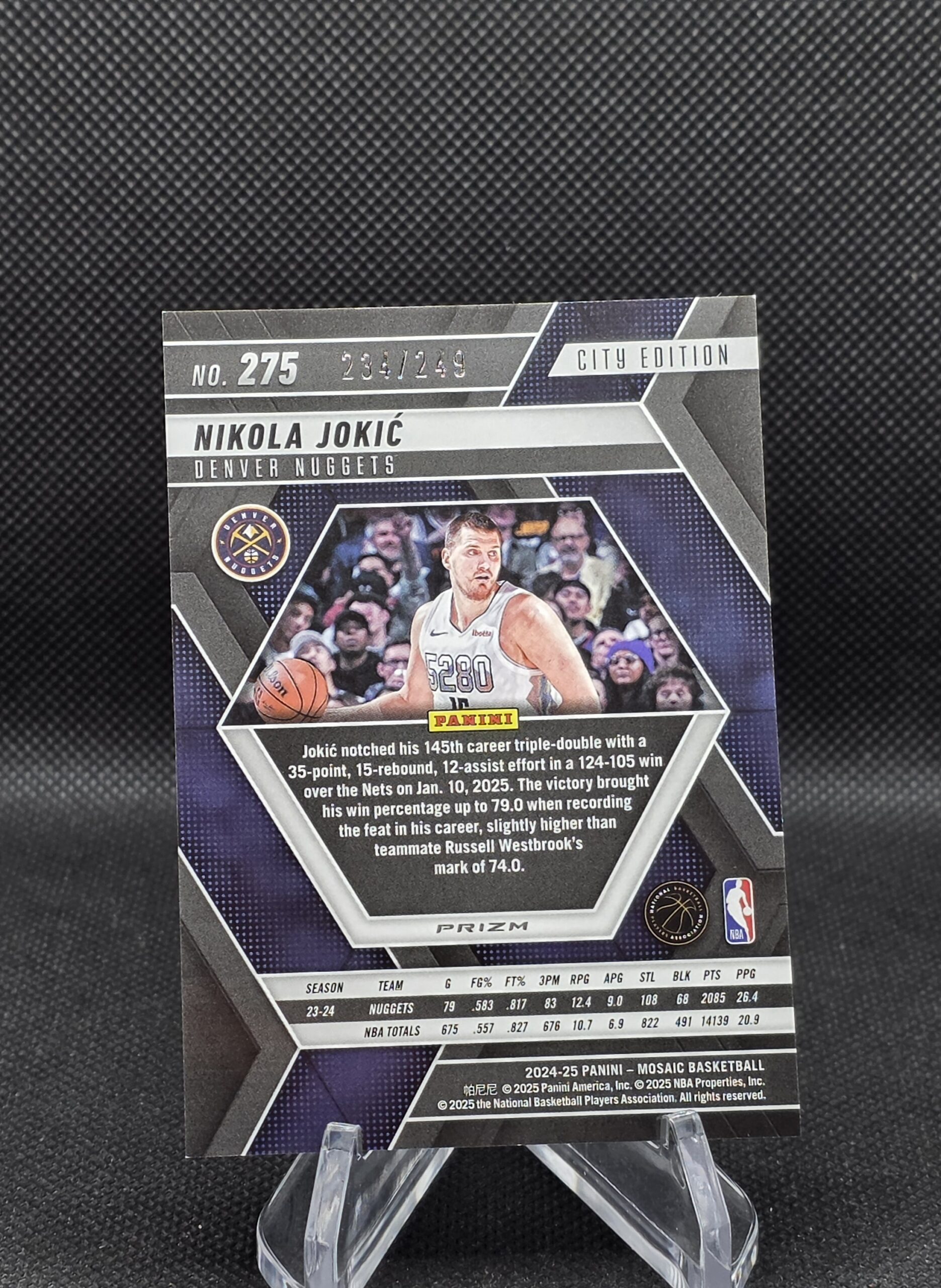 Nikola Jokić /249 City Edition Purple Prizm – 2024-25 Mosaic - Image 2