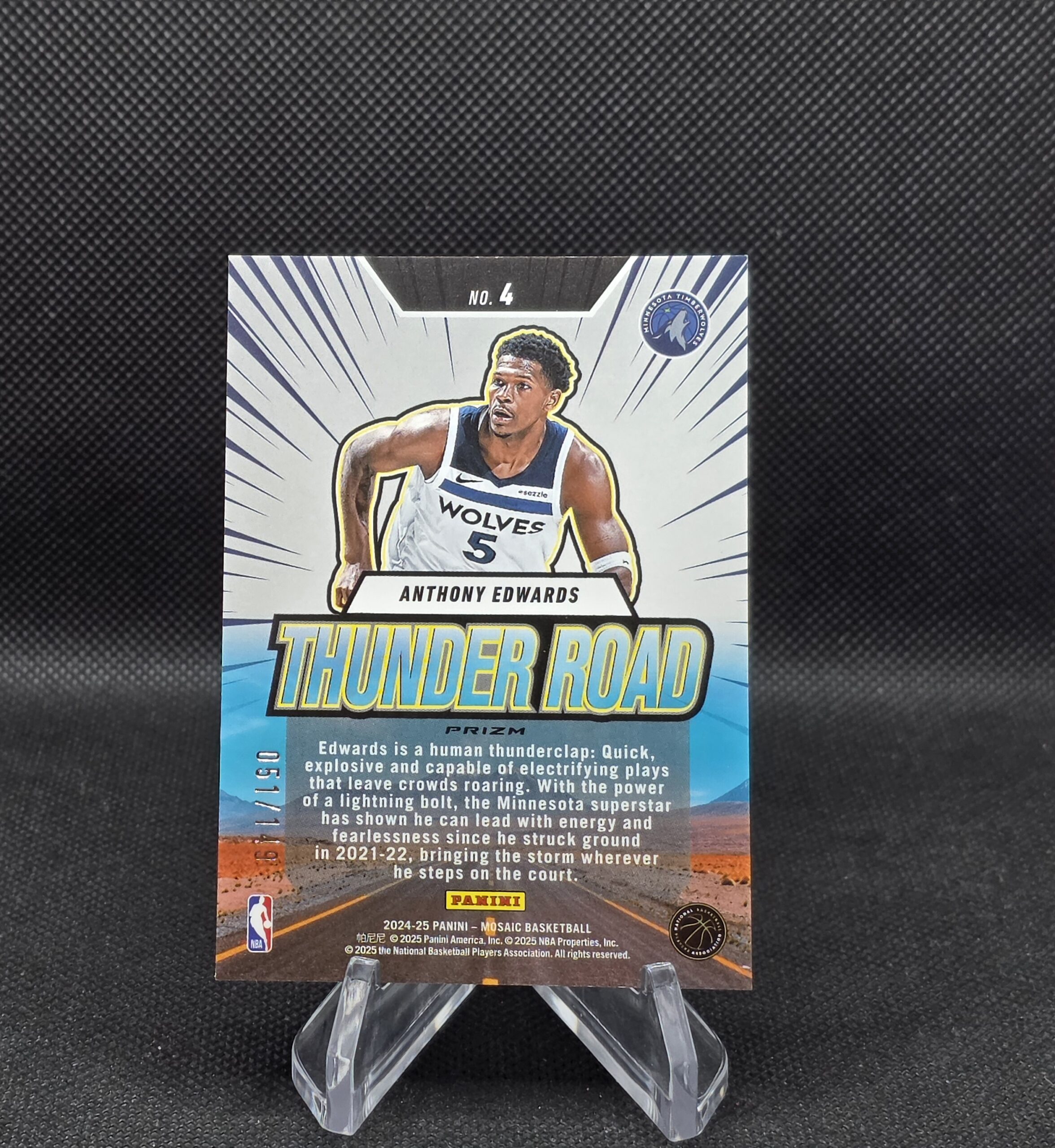 Anthony Edwards Thunder Road Prizm #/150 – 2024-25 Mosaic - Image 2